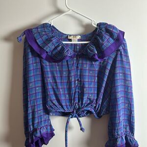 Vintage Mary McFadden for Jack Mulqueen cropped silk top size 8